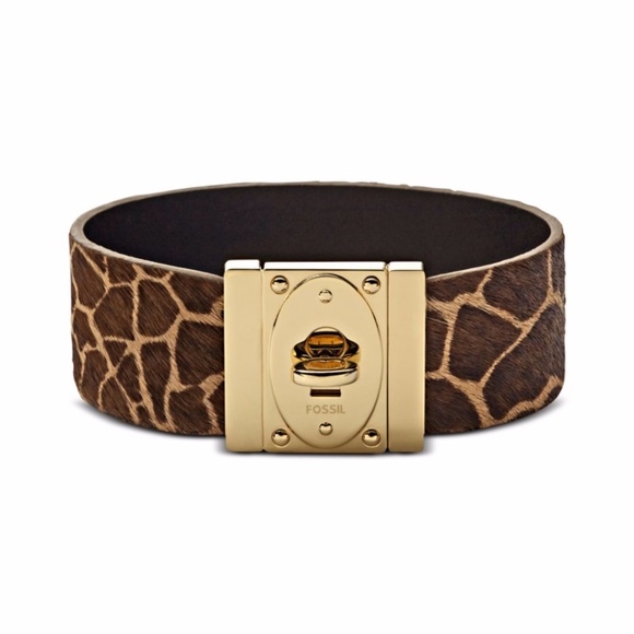 Fossil brand Leather Giraffe Printed Bracelet NWT - Picture 1 of 5